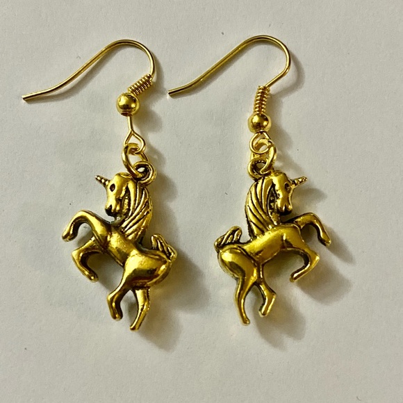 Women’s/ Kid’s Unicorn Gold Fashion Earrings - Picture 2 of 2